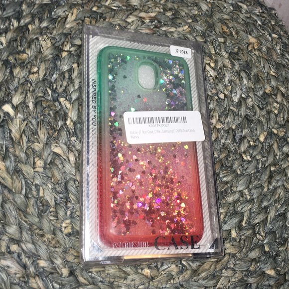 2pc Samsung Galaxy J7 2018/J7 Star/J7 Top Quicksand Glitter Case W/ Glass Screen - Picture 3 of 11